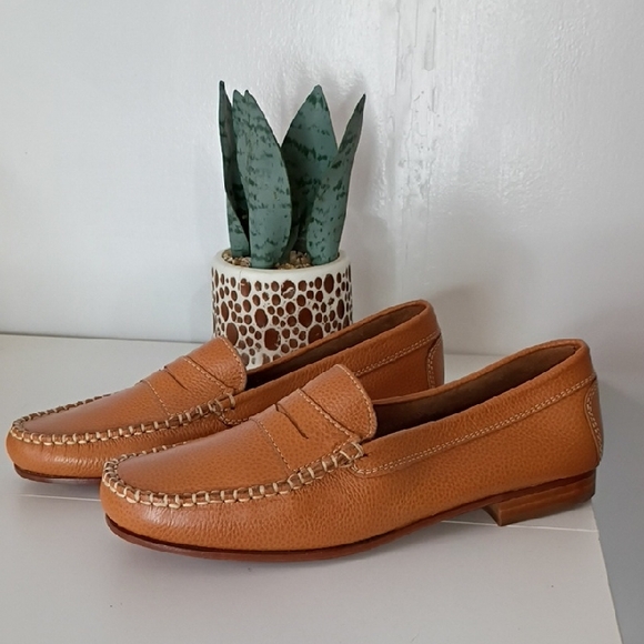 Sugar Shoes - Sugar Womens Tan Leather Loafers Made In Italy Size 37 Size 6.5 Women's